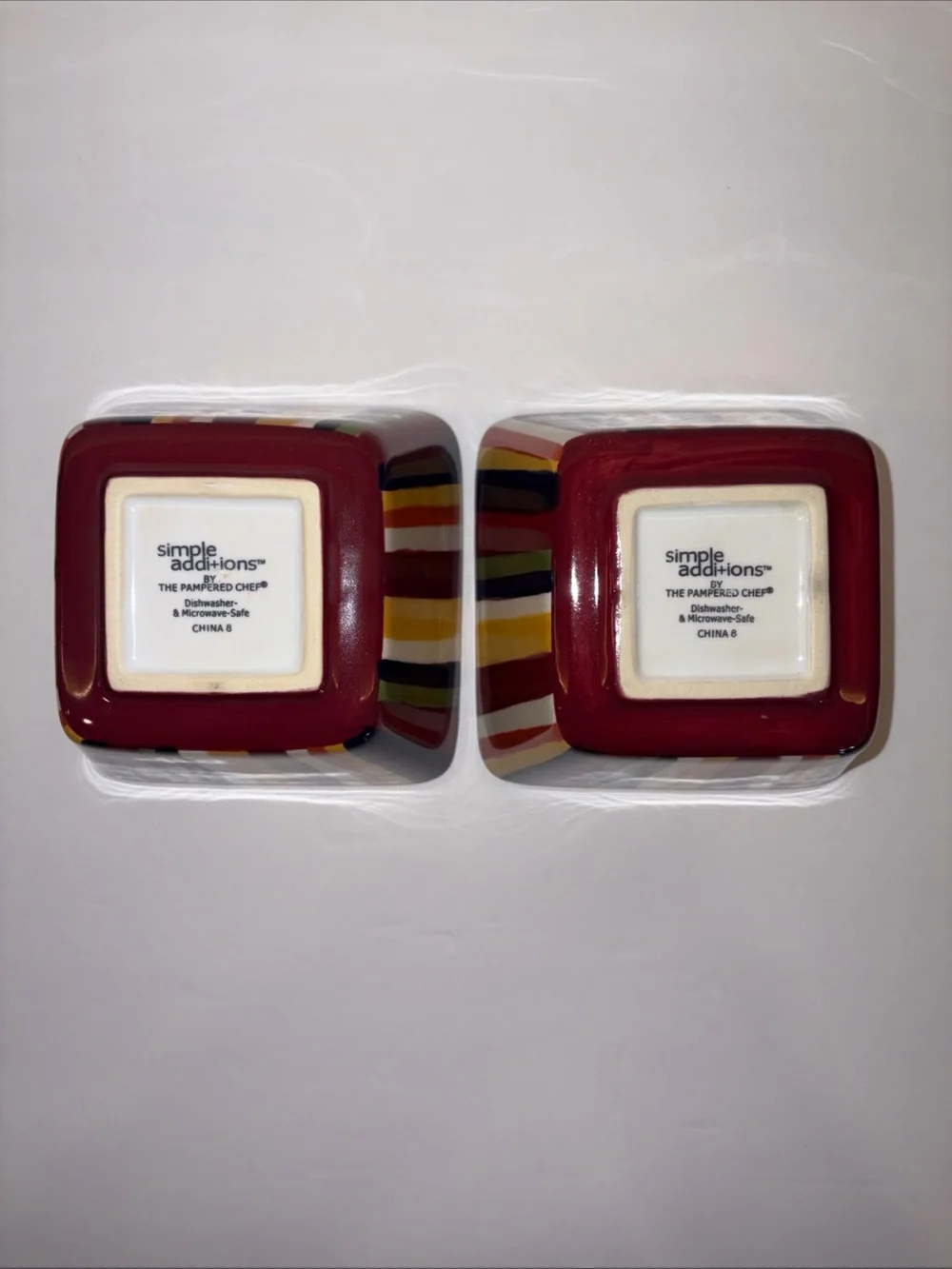 Pampered Chef Simple Additions Striped Appetizer Snack Bowl Set Of 2 4 1/2”